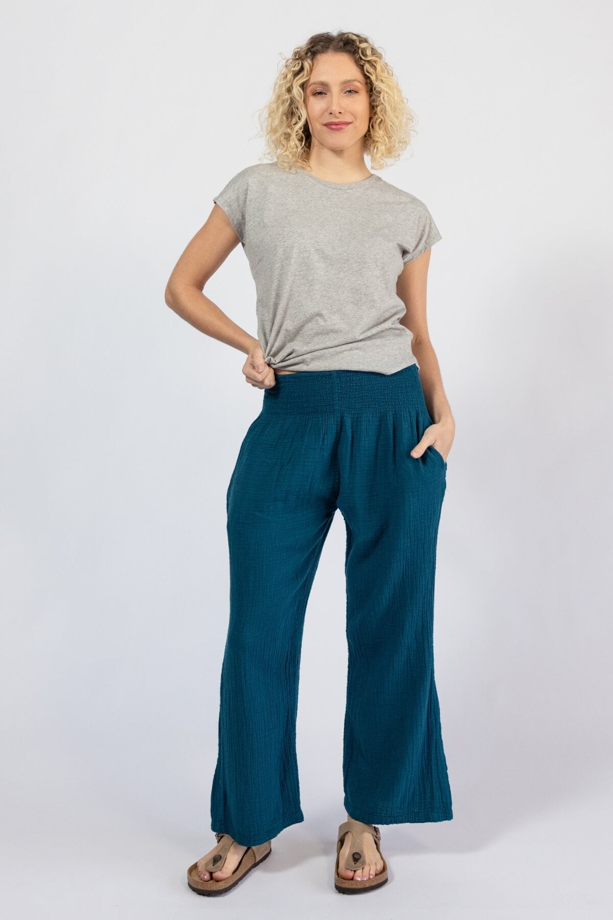 Everyday Muslin Cotton Pants for Women - with two hip pockets