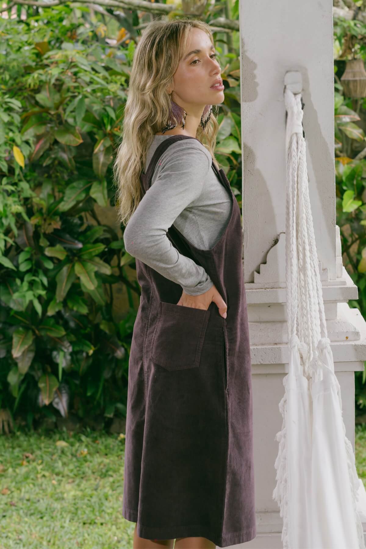 Surya Corduroy Pinafore Dress for Women - with lots of pockets