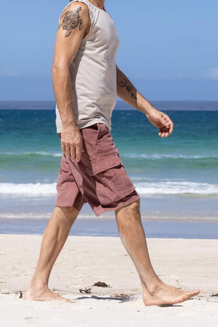 Cotton Corduroy Shorts for Men - on location in Huskisson