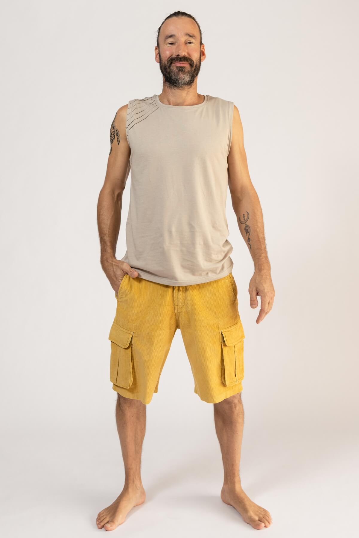 Ethical Cotton Corduroy Shorts for Men - Mustard colour