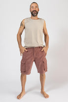 Corduroy Cargo Shorts for Men - dusty mauve