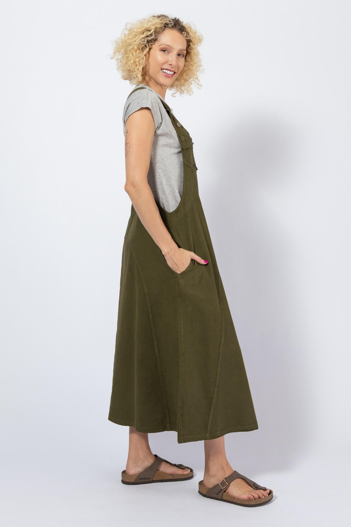 Cotton Dungaree Dress for Women - with two hip pockets