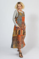 Ethical Cotton Patchwork Pinafore - two hip pockets