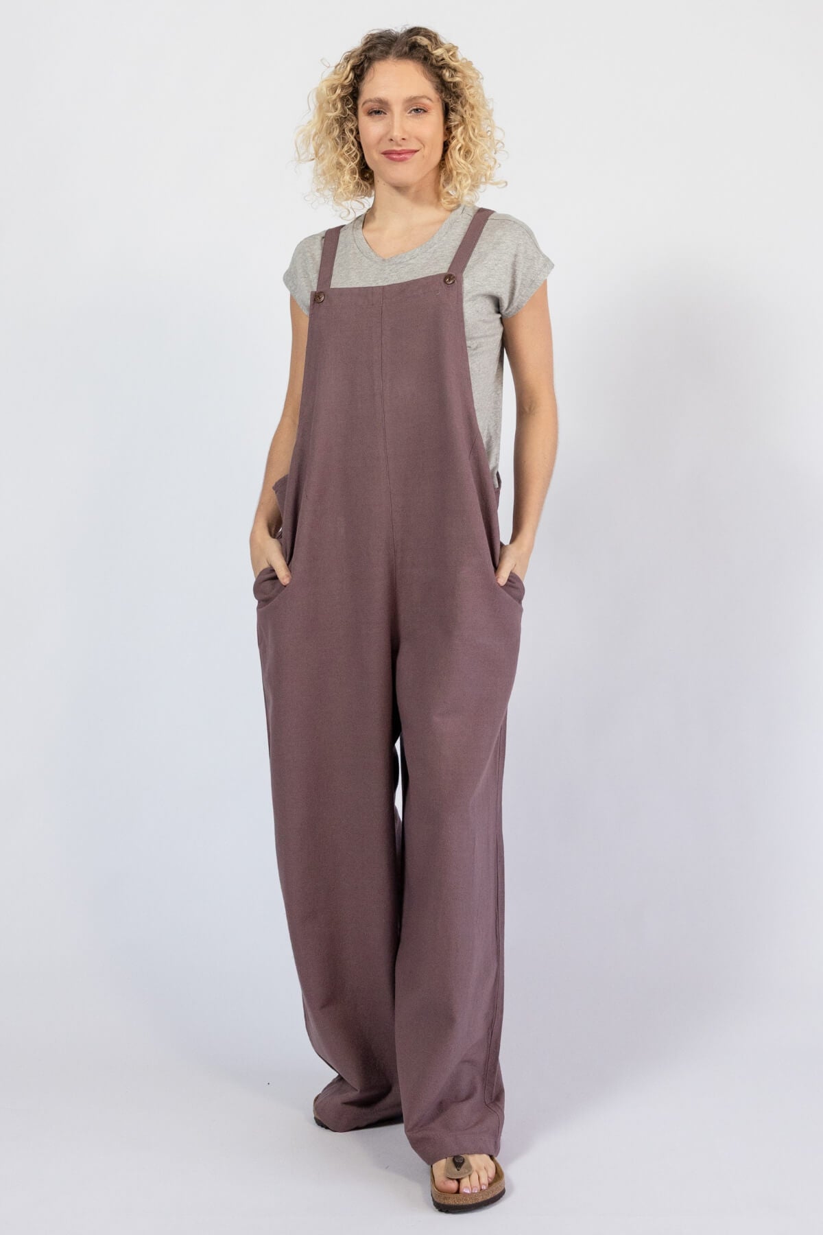 Surya Baggy Cotton Overalls for women – taupe