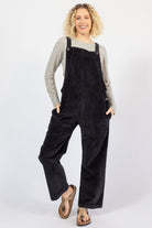 Cotton corduroy overalls for women - black
