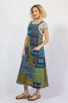 Ethical Cotton Patchwork Pinafore Dress - left side view