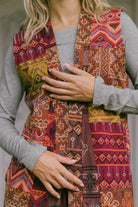 Ethical Sleeveless Patchwork Jacket for Women - patchwork detail