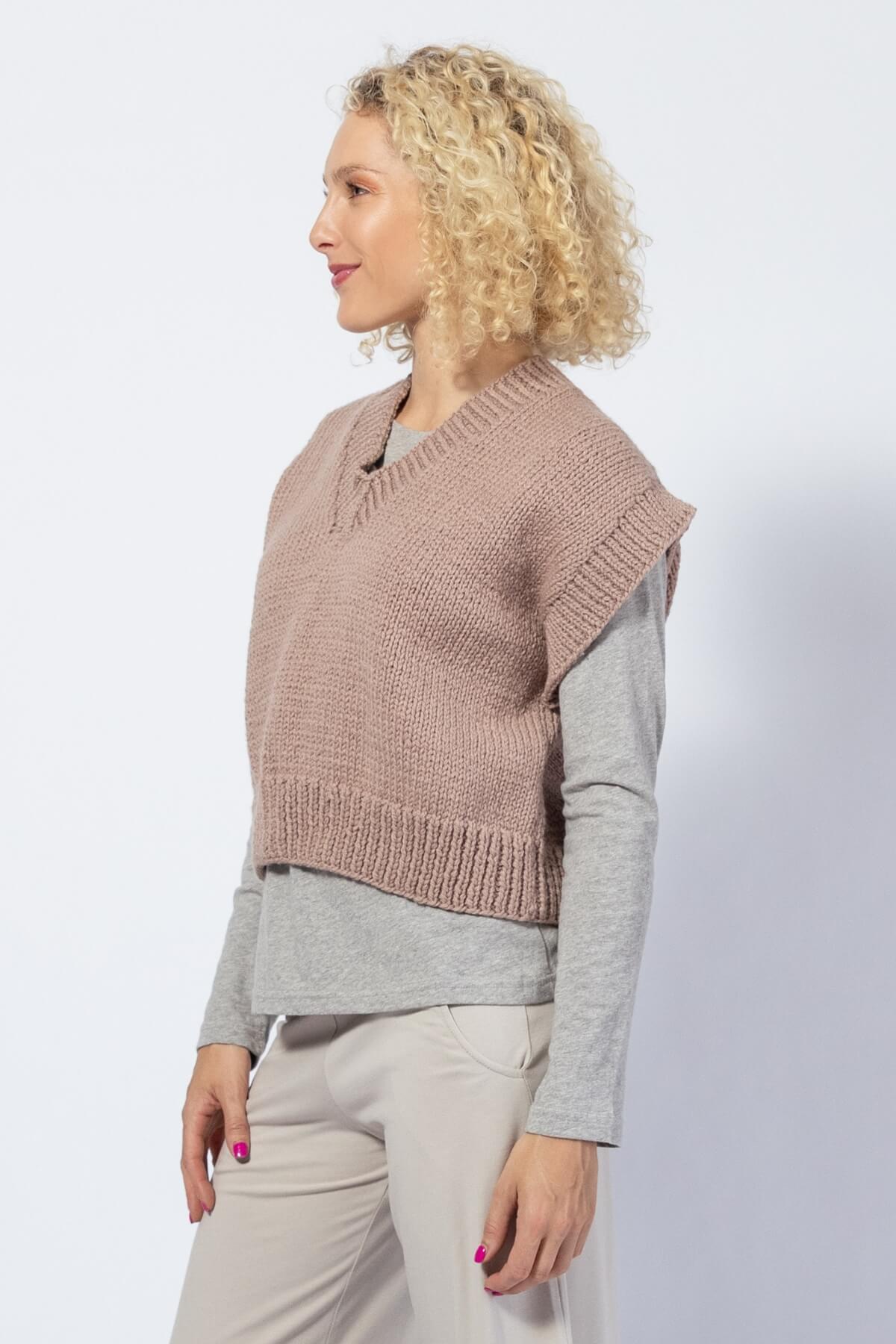 Cropped Merino Wool Vest for Women - left side view