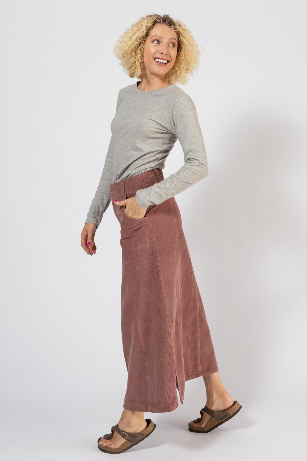 Surya Corduroy Maxi Skirt for Women - left side view