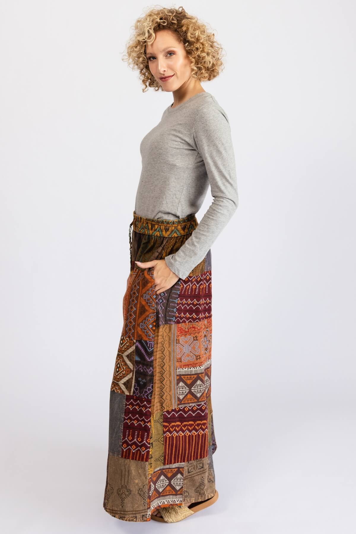 Surya Patchwork Palazzo Pants for Women - left side view