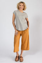 Surya Organic Denim Jacquard Capri Pants - with pockets