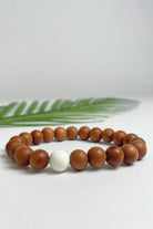 Sandalwood bracelets ethically made in Nepal - white colour stone
