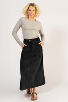 Cotton Corduroy Skirts for Women - Black