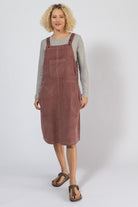 Corduroy Pinafore Dress for Women - Dusty Mauve