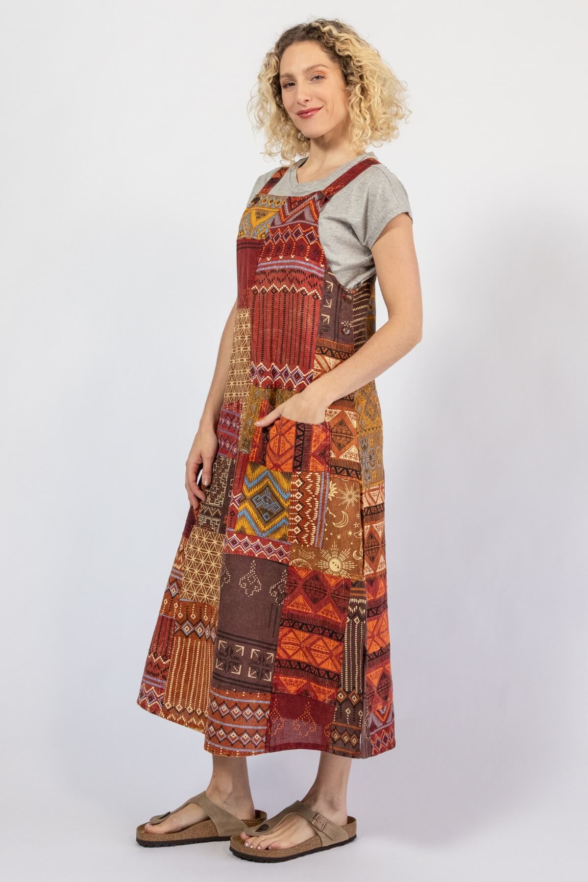 Surya Cotton Patchwork Pinafore - left side view