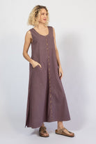 Embroidered woven cotton dress for women – right side view