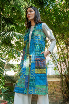 Cotton Sleeveless Patchwork Jacket for Women - on location in Nepal