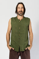 Cotton Sleeveless Shirt for Men - Green