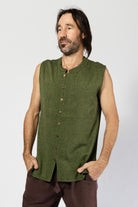 Cotton Sleeveless Shirt for Men - round neckline