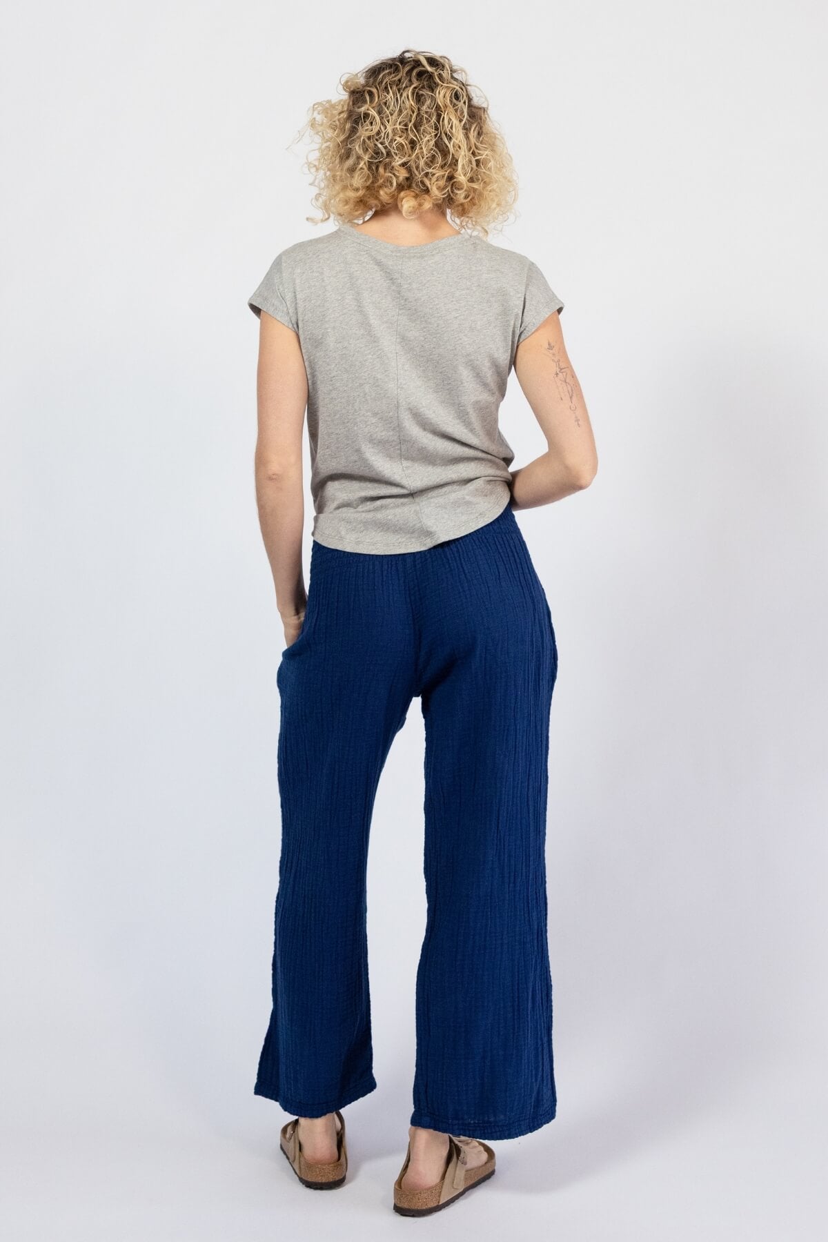 Comfortable Muslin Cotton Pants for Women - rear view