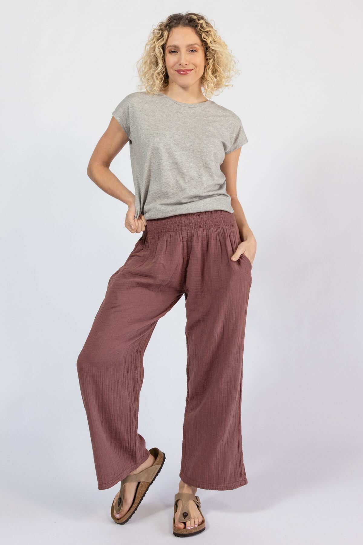Everyday Lightweight Cotton Pants for Women - taupe