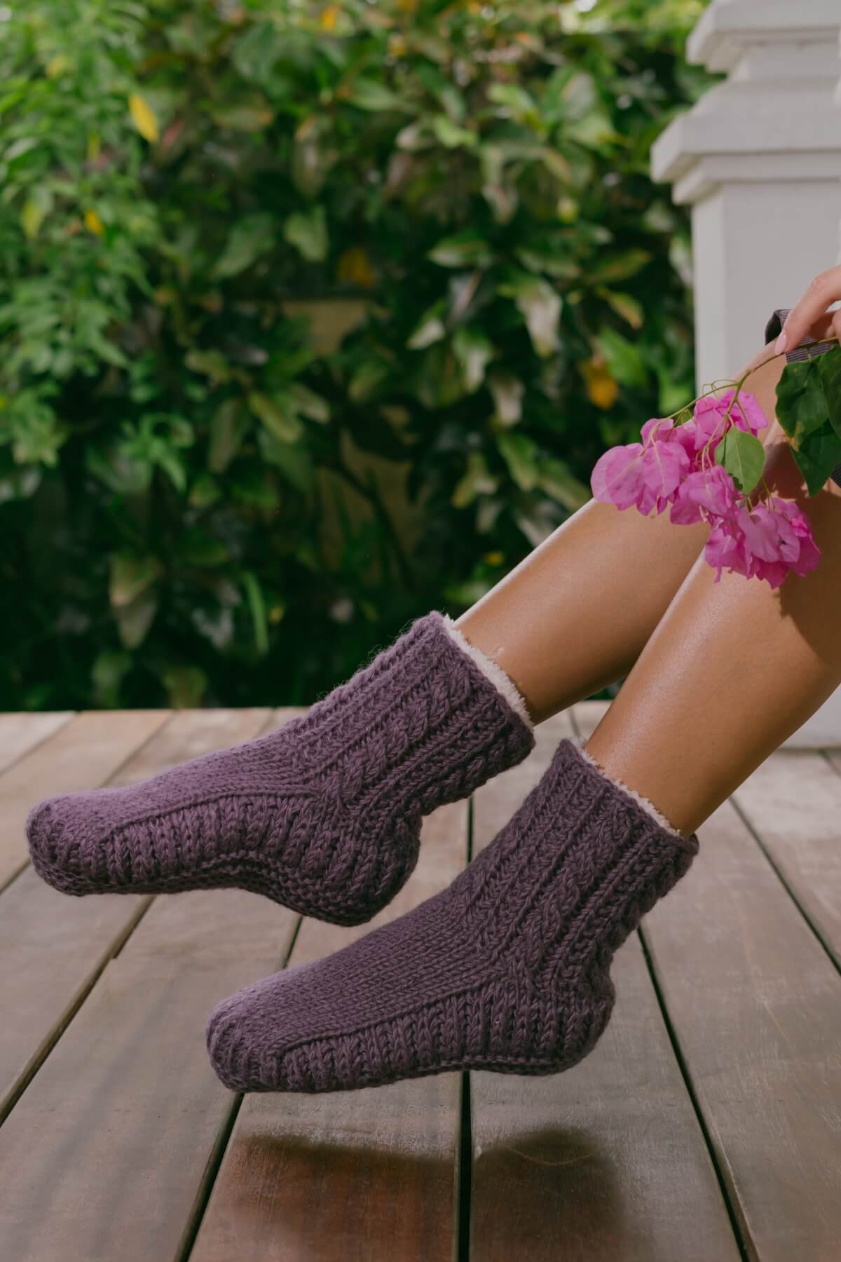 Thick wool house socks for women - made in Nepal