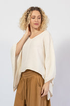 Muslin cotton kimono sleeve top for women – left side view