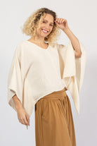 Muslin cotton kimono sleeve top for women – right side view
