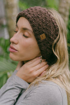 Ethically made thick wool headband for women - chocolate