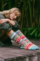 Ethical merino wool socks for women - Tibetan style knit