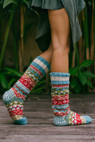 Ethical merino wool socks for women - Tibetan knitted style