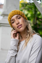Merino wool cable knit beanie for women - no itch beanies