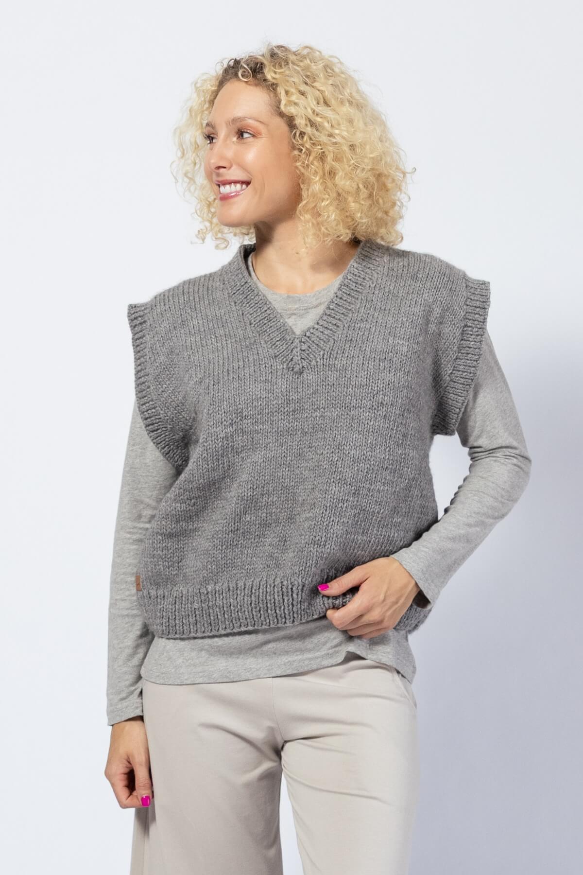 Surya Merino Wool Vest for Women - Grey