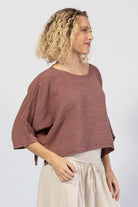 Muslin cotton bat-wing top for women – right side view