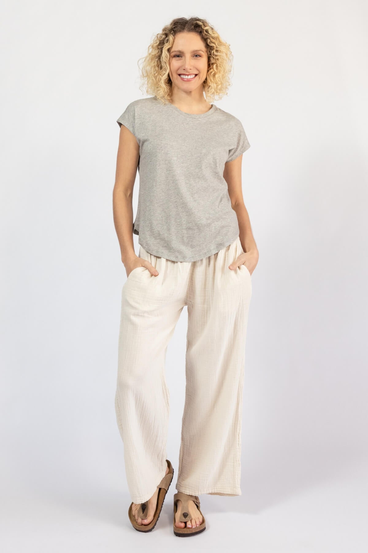 Muslin Cotton Pants for Women - Oatmeal
