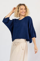 Lightweight boxy cotton top for women – left side view