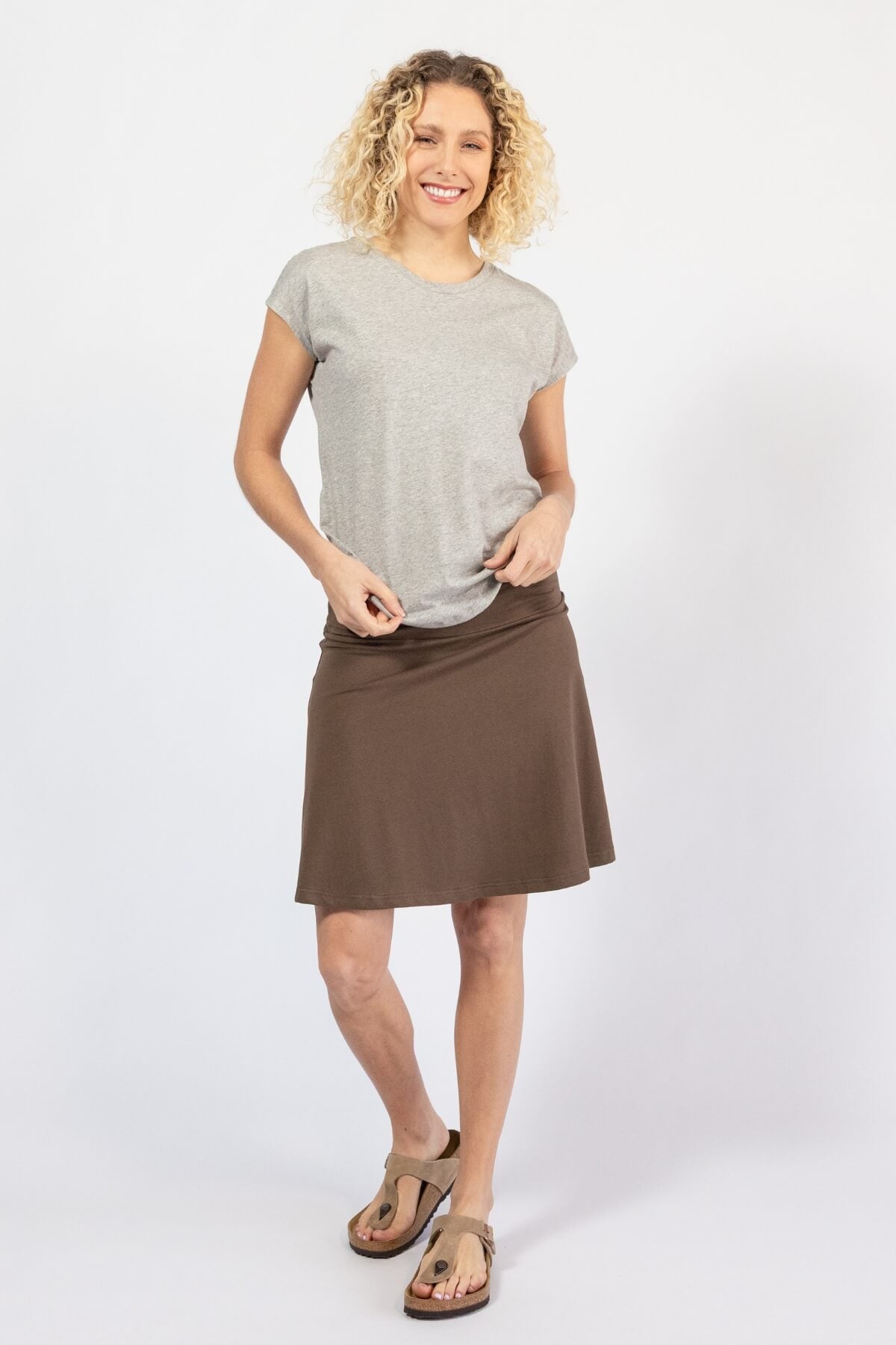 Organic cotton A-line skirt for women - cappuccino