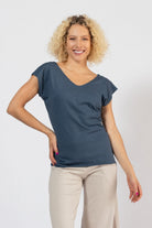 Surya Ethical Organic Cotton V-neck Top - Cobalt