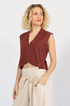 Organic Cotton Asymmetrical Crop Top for Women - left side view