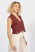 Organic Cotton Asymmetrical Crop Top for Women - right side view