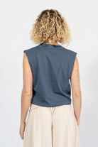 Organic Cotton Asymmetrical Crop Tops for Women - rear view