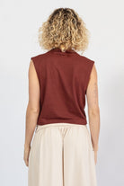 Organic Cotton Asymmetrical Crop Top for Women - rear view