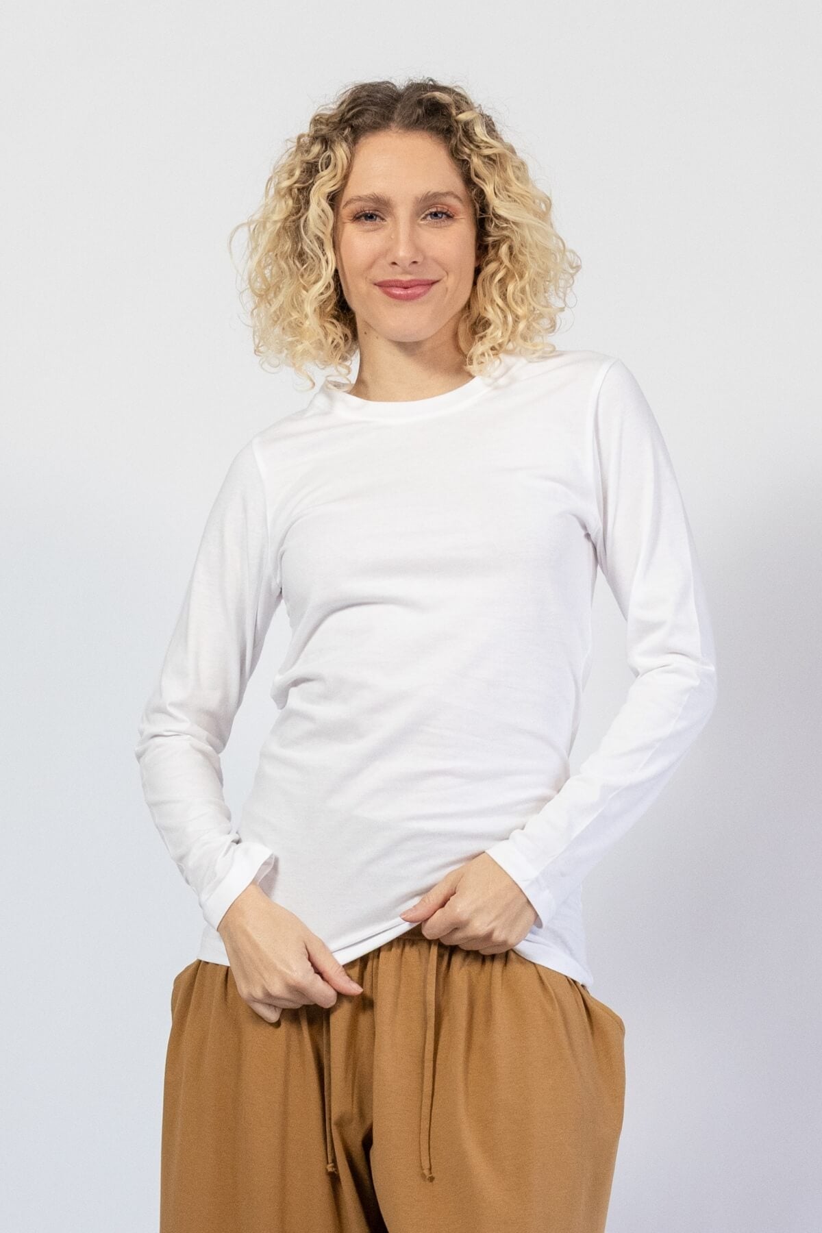 Organic cotton long sleeve top for women - extra long length
