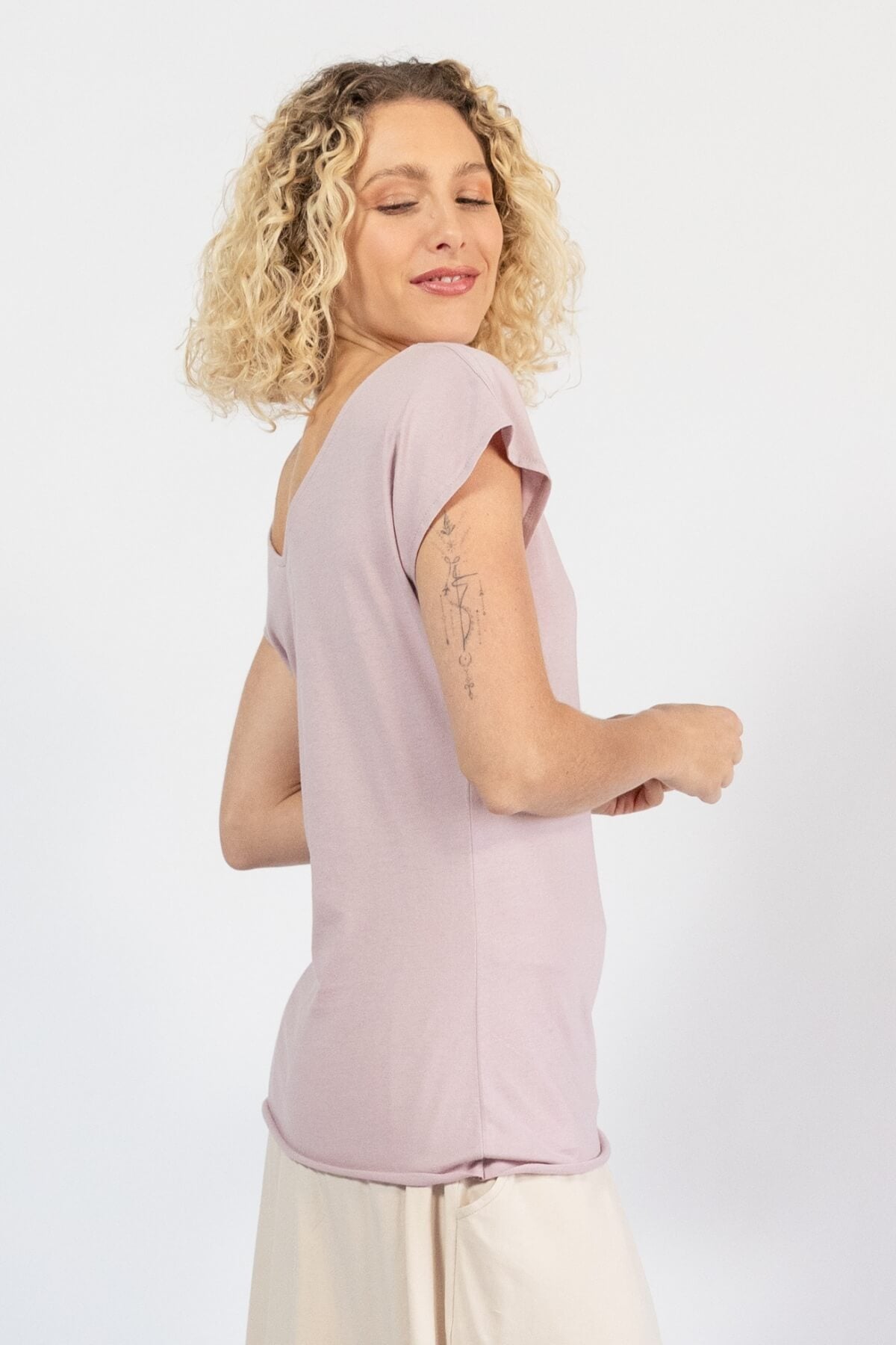 Surya Organic Cotton Everyday V-Neck Top - right side view