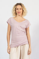 Surya Organic Cotton Everyday V-Neck Top - blush pink