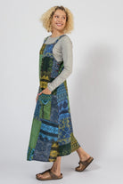 Ethical Cotton Patchwork Pinafore Dress - left side view