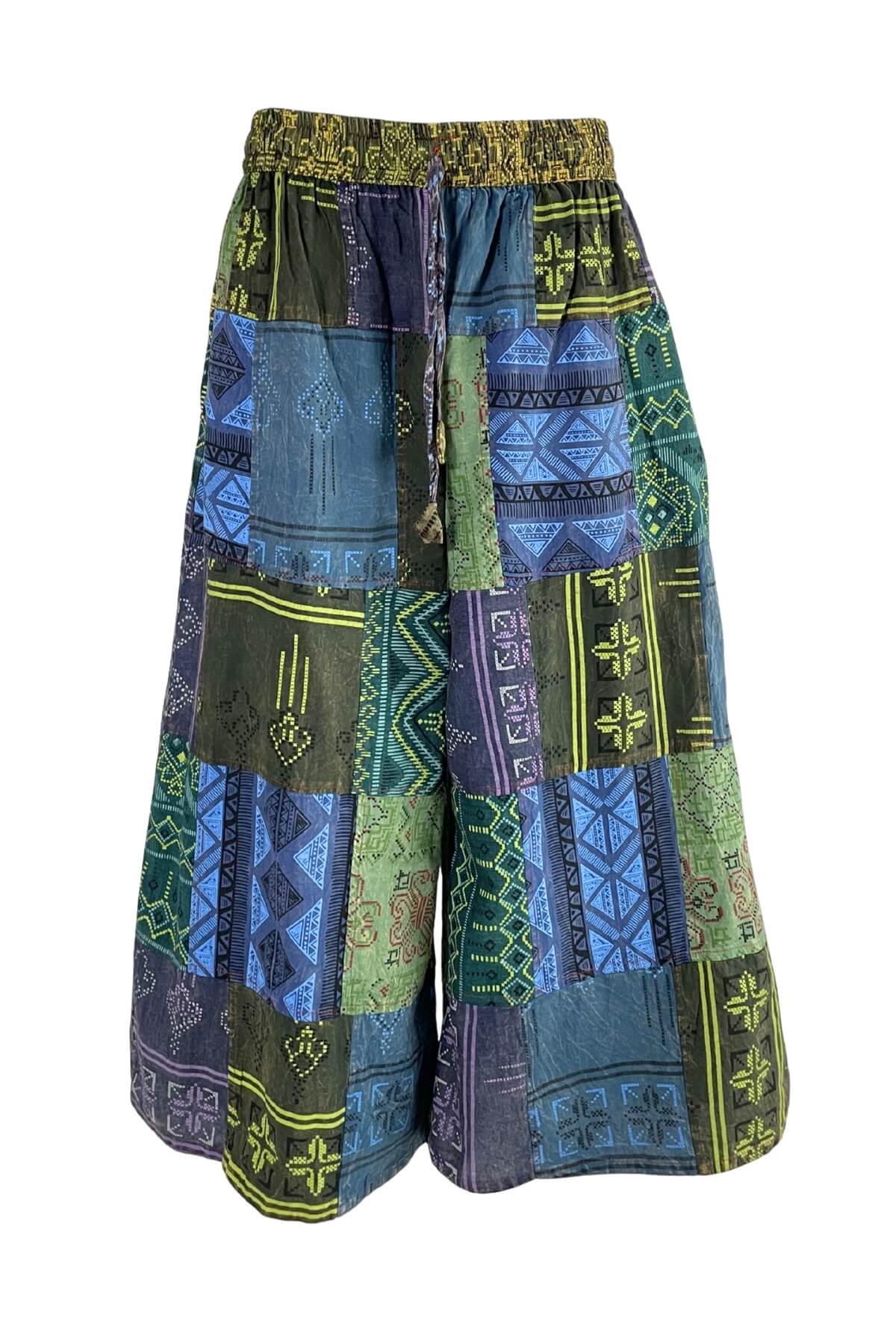 Patchwork Palazzo Pants for Women - pants style shape