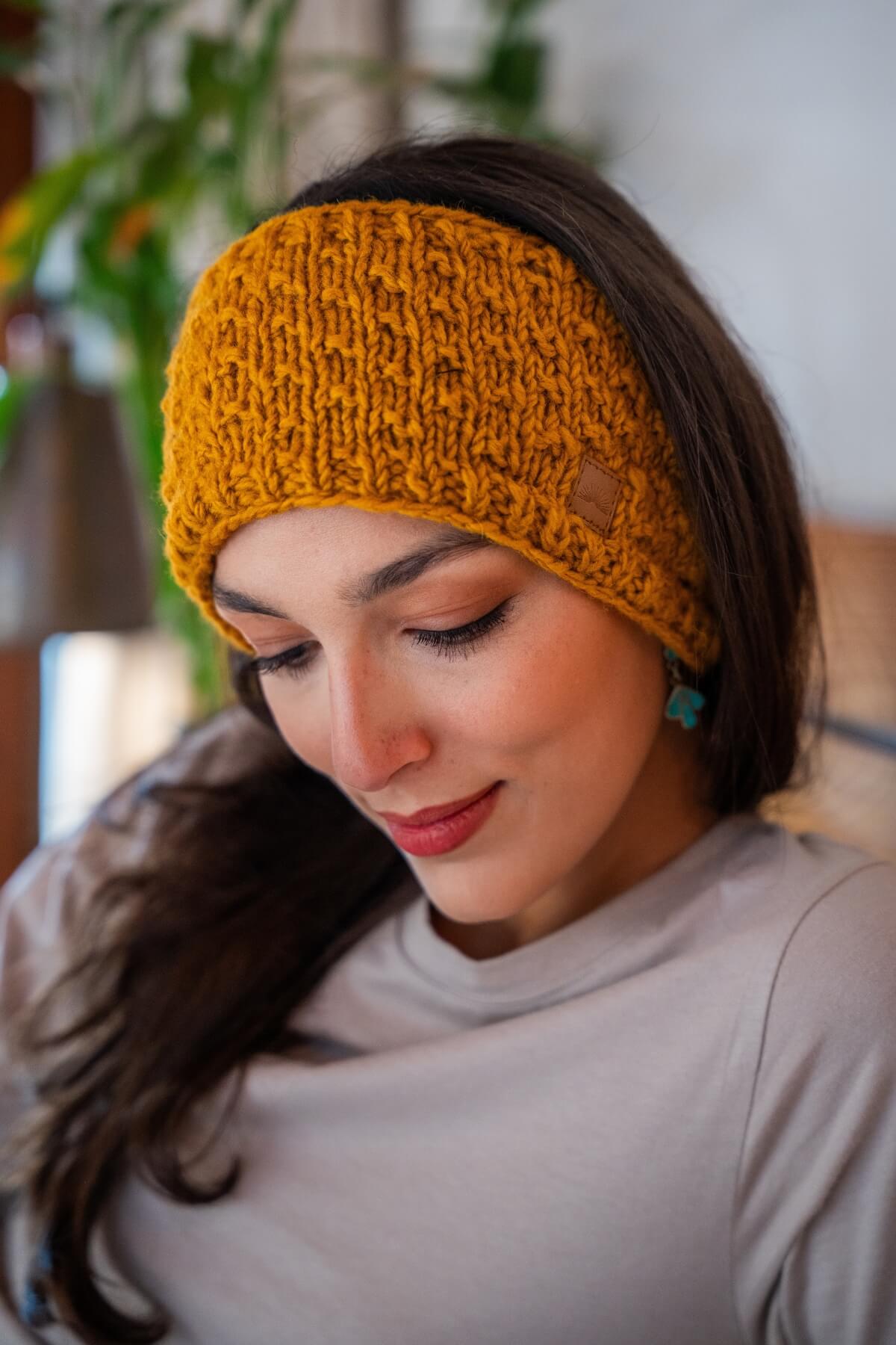Surya Ethical Wool Headbands for Women | Mustard