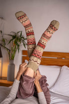 Ethical hand knitted wool socks for women - on location in Kathmandu, Nepal
