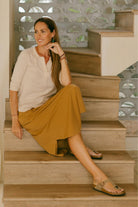 Surya Organic cotton fold over waist skirt - with round hem line